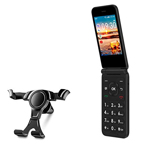 BoxWave Car Mount Compatible with AT&T Cingular Flip IV - X-Switch Car Mount, Air Vent Mounted Car Mount Simple Minimal - Jet Black