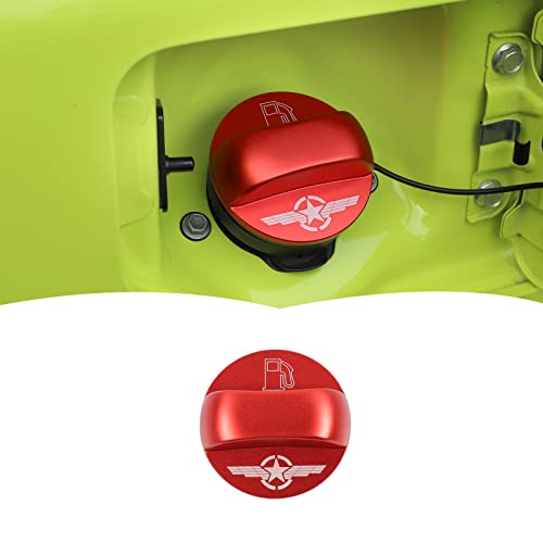 ANTC フューエルキャップカバー スズキ ジムニー 2019+ JB64 JB74 適用 フューエルリッド カバー ロック付き フューエルタンク カスタム ガス キャップ パーツ カーボン (赤)