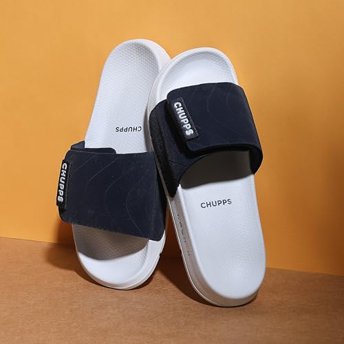 Image of CHUPPS Flow Black & Black Drift Orthopedic Slippers | Soft Footpharma Footbed | Breathable Ventilation Holes | Lightweight Flip Flops | Anti-Skid Chappals for Everyday For Mens