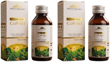 Coff-Aid Fast Relief Cough Syrup with Honey, Tulsi and mulethi | For Children and Adults | Ayurvedic Cough and Chest Congestion relief - Pack of 2, 200ml