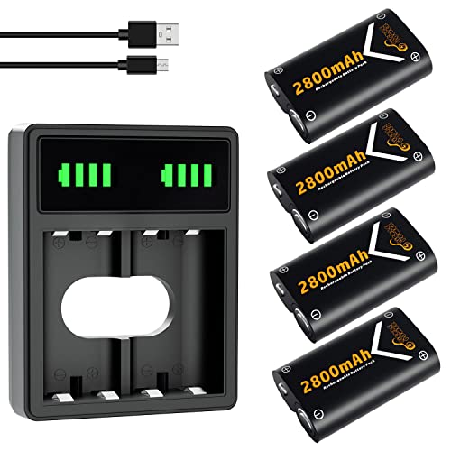 Akku für Xbox One/Series X&S Controller, Pickle Power 4 x 2800 mAh Akku und Ladegerät für Xbox One/Xbox Series X/Xbox Series S/Xbox One S/Xbox One X/Xbox One Elite Cover