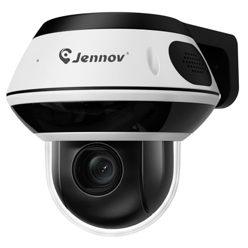 Jennov UltraHD 4K (8MP) PoE Camera Outdoor with 5X Optical Zoom, PTZ IP Dome Security Camera with 350° Pan&90° Tilt, Human Vehicle Detection, 100ft IR Night Vision, IK10/IP67, Work with Videolink APP