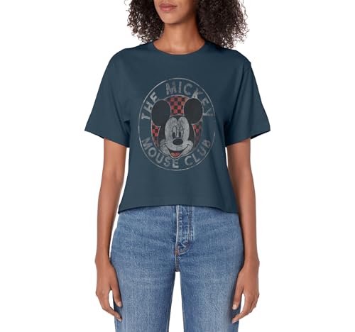 Disney Mickey And Friends Checker Mickey Mouse Club Logo Women's Crop Top
