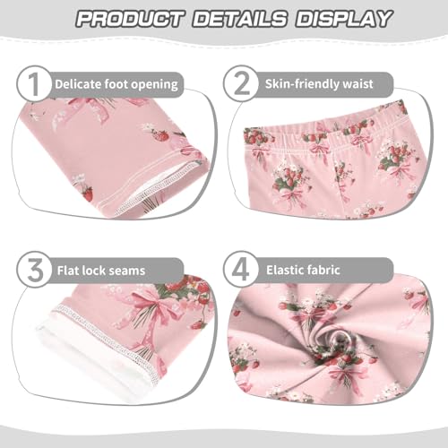 Girls' Athletic Leggings Ankle Length Yoga Dance Pants Kids Teen 4T Strawberry Bouquet3