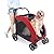 IREENUO Dog Stroller, 4 Wheels Pet Jogger Wagon Foldable Cart, Adjustable Handle, Zipper Entry, Skylight Window Stroller Suitable for Variety Roads with Back Pocket for Medium Large Dog Traveling Red