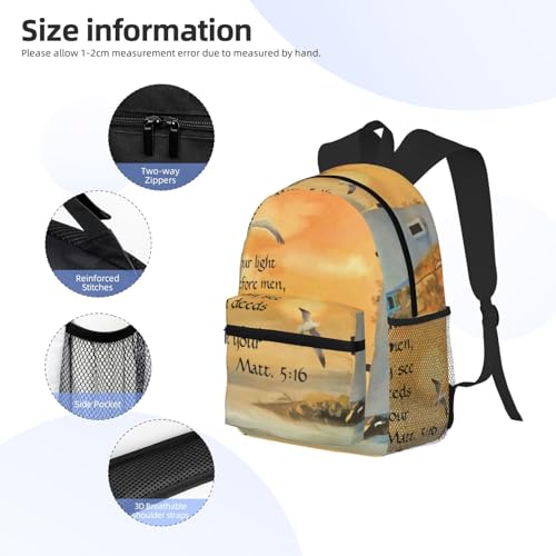 Lighthouse Seagulls Christian Bible Verse Lightweight Packable Backpack, Camping & Shopping, Ultra-Durable Backpack For Men & Women4