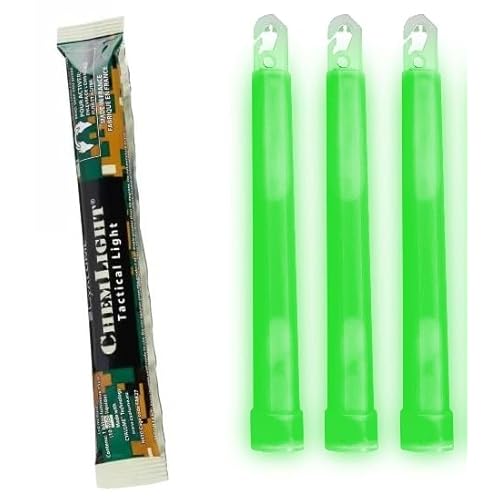 Z & N Trading Cyalume Glow Sticks Military Grade Lightstick – Premium Green 6” SnapLight Emergency Chemical Light Stick with 12 Hour Duration (3 Pack Chem Lights)