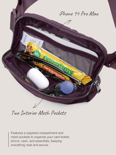Image of ODODOS Unisex Mini Belt Bag with Adjustable Strap Small Fanny Pack for Workout Running Traveling Hiking, Plum