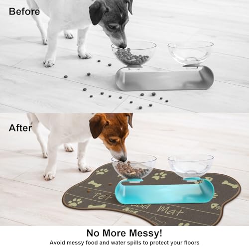 Dog-Food-Mat-Bone-Shaped-Water-Absorbent-Pet-Food-Mat-Non-Slip-Placemat-for-Pets-Bowl-and-Water-Machine-Washable-Feeding-Mats-for-Multiple-Breeds-Large-16-x-24Cute-Paw-Brown Dog Food Mat Bone Shaped Water Absorbent Pet Food Mat Non Slip Placemat for Pets Bowl and Water Machine Washable Feeding Mats for Multiple Breeds Large 16 x 24Cute Paw Brown