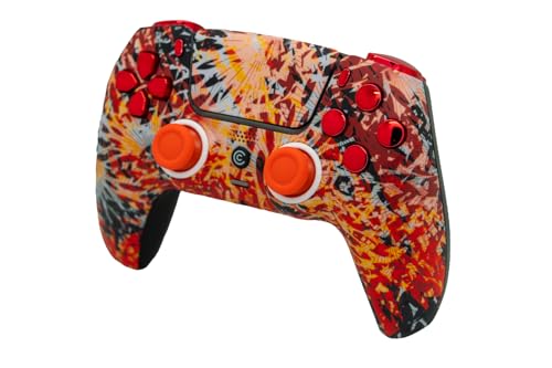 Image of Custom Controllerzz Custom Wireless Controller Compatible with PS5 - Multiple Designs Available (Solar Flare & Red Chrome)