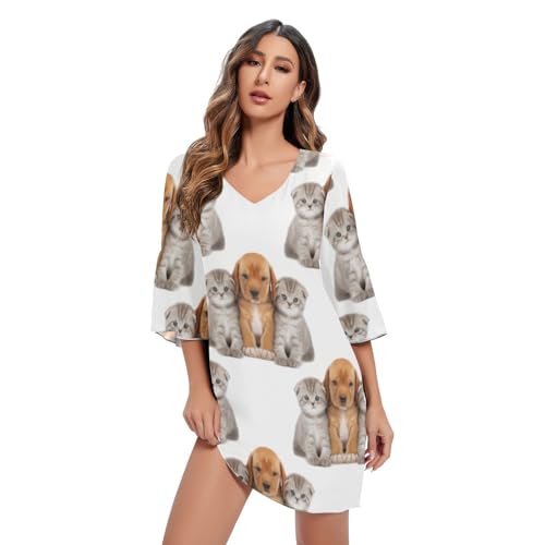 Robe d'été en mousseline légère pour femme avec col V profond