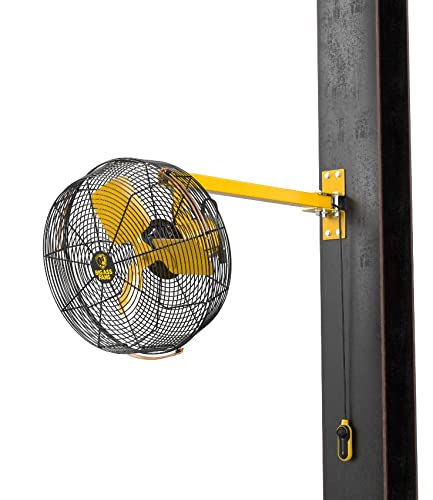 Image of Big Ass Fans AirEye 36 inch Swivel Mount Fan - 120V Industrial Wall Fan, Variable Speed EC Motor, IPX5 Rated, Indoor /Outdoor Fan, Black /Yellow