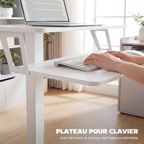 Table de lit mobile HOMCOM blanc support ordinateur ergonomique avec plateau de clavier - 6