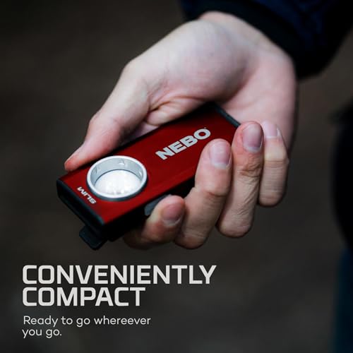 Image of NEBO Slim Pocket Flashlight | 500 Lumens, Rechargeable Mini EDC Work Light, Magnetic Base & Dimmable Brightness, Durable & Water Resistant, Includes Charging Cable - Red