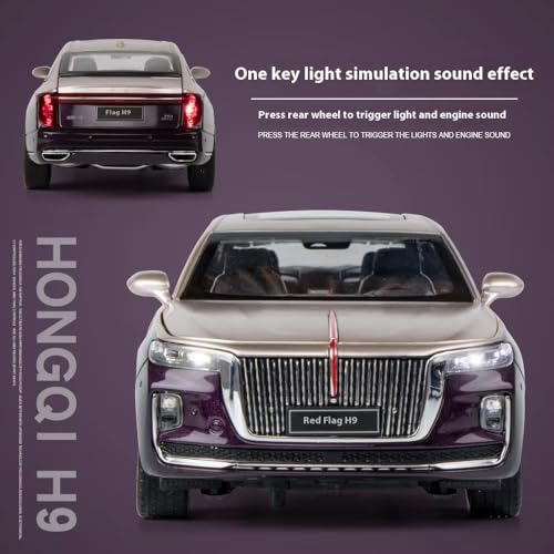 Image of VARIYA ENTERPRISE Exclusive Alloy Metal Pull Back Die-Cast Car Diecast Metal Pullback Toy Car with Openable 6 Doors,Light Music Boys Gifts Toys (1:24 HONGQI Red Flag H9-Multicolor)