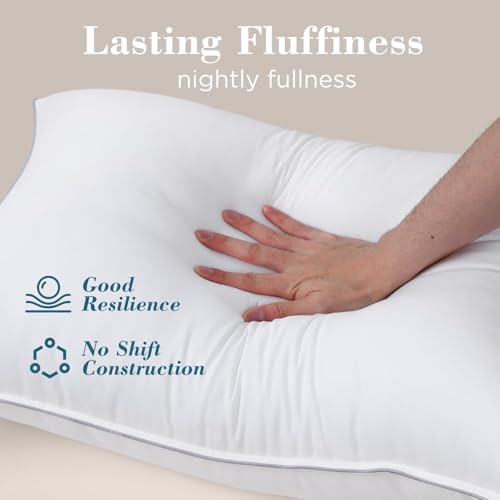 Image of viewstar Bed Pillows Queen /Standard Size Set of 2, Firm Down Alternative | Bedding, Hotel Quality, Fluffy, Oeko-Tex Certified, Plump Filling, Machine Washable, for Side Back Sleepers, White