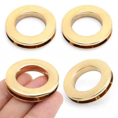 CRAFTMEMORE 4sets Screw-in Eyelet Metal Screw Together Grommets Bag Loop Handle Connector Rings Purse Accessories SCES (Gold, 3/4 Inch)