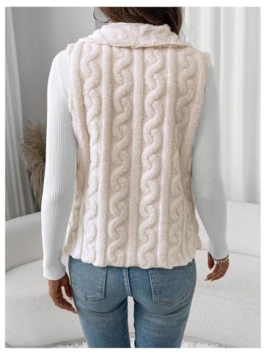 Verdusa Women's Fuzzy Fleece Cardigan Vest Waterfall Collar Sleeveless Teddy Jacket2