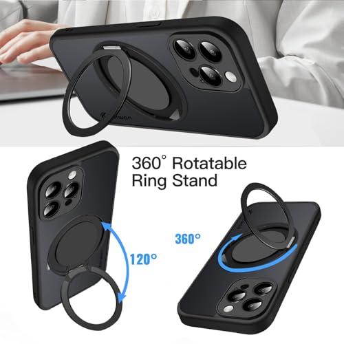 Image of KARWAN Tough Shockproof Armor Back Case Cover Compatible with iPhone 14 Pro Max with 360 Degree Rotation Magnetic Attraction Ring Holder Heavy Duty Rugged Cover with Magnetic MagEase Wireless Charging