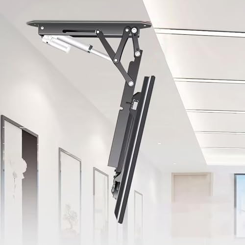 tv deckenhalterung elektrisch, deckenhalterung für Fernseher mit automatischem Lift, tv Lift elektrisch für 32-70-Zoll-Fernseher, Tragfähigkeit 45 kg (black-32-70 Zoll)