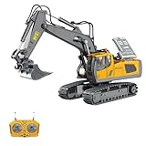 FYDN ショベルカー ラジコン 掘削機 掘削工事車両 680°回転 掘削機能 荷降ろし機能 多機能シミュレーション サウンド効果 照明機能 子供への誕生日プレゼント クリスマス ビーチ サンドテーブルゲーム (イエロー-11チャンネル)