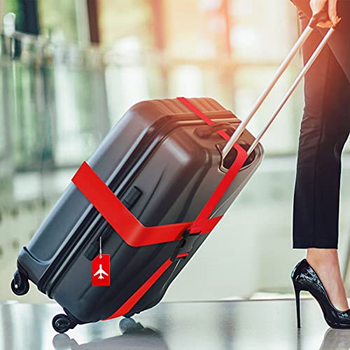 8 Pack Luggage Straps Suitcase Tags Set, Travel Adjustable Suitcase Belt Silicone Luggage Tags With Name Id Card Man Women Travel Accessories (Red) #TOP4