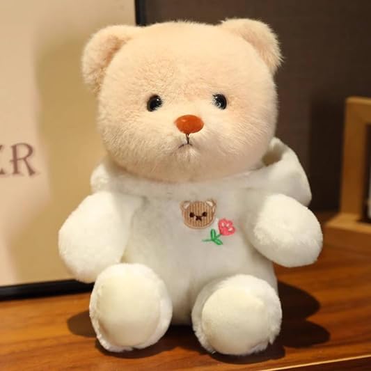 Image of SCOOBA Adorable Hoodie Teddy Soft Toy 30cm Dressed in Rabbit Style (Hoodie Teddy White)