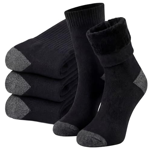 Kayegg Thermosocken Damen & Herren 3 Paar Innen Schardoniert/Angeraut | Warme Socken | Wintersocken & Wärmesocken | Dicke Socken