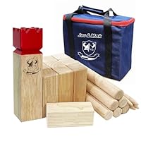 Kubb Spiel-Wurfspiel- Hartholz Wikinger Spiel-Premium Kautschukholz Hinterhof-Wurfspielzeug (mit Tragetasche, Regulation Size)