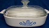 1950s Vintage Corning Ware Cornflower Blue Casserole Skillet w/ Lid (8 x 8 x 1 3/4') A-8-B