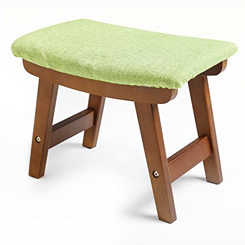 Houchics Foot Stool,Square Cushion Foot Stool,Small Foot Stool With Non-Slip Pad,Wood Foot Stool Suitable For Bedroom, Living Room And Kitchen 2 Pack (Walnut Legs-Matcha Cover) #TOP7