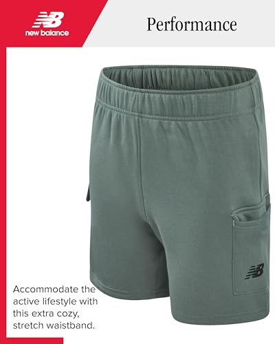 Image of New Balance Boys Shorts Set - 2 Piece Athletic Performance Short Sleeve T-Shirt and Fleece Cargo Sweat Gym Shorts (8-12)