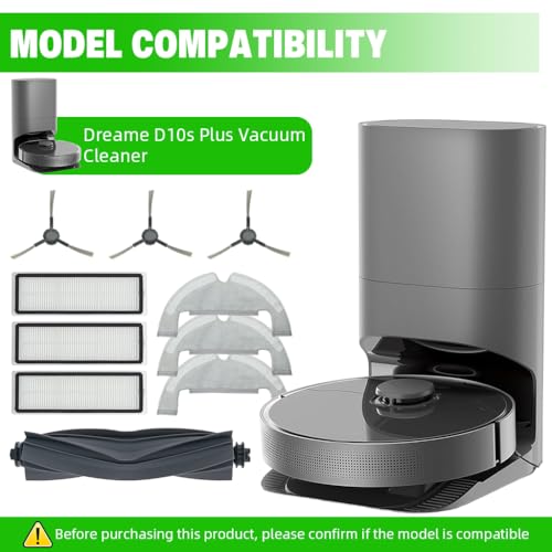 Image of HASTHIP Compatible with Dreame D10s Plus 10Pcs Accessories for Dreame D10s Plus Vacuum Cleaner, with 1 Main Brush, 3 Side Brushes, 3 Mops, 3 Filters, Replacment Accessories Parts for D10s Plus