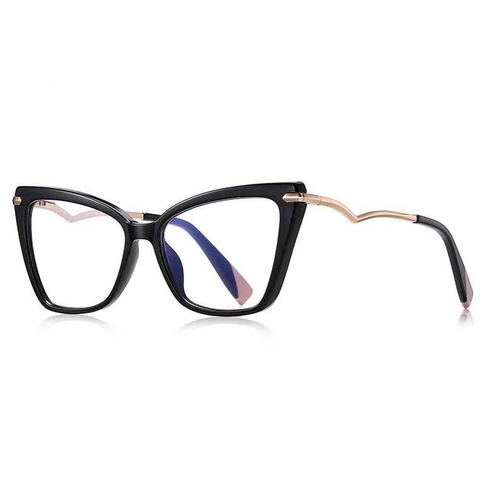 Occhiali letterari da donna alla moda con montatura Cat Eye in metallo a forma di V abbinati a lenti