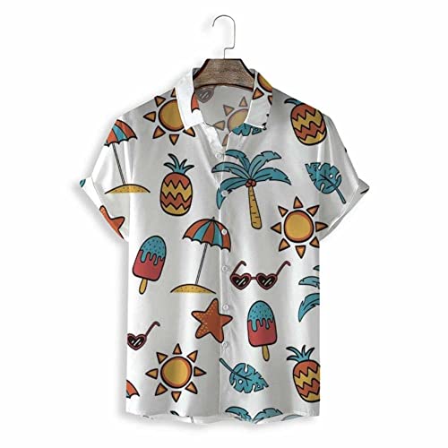 Chemise de plage homme manches courtes imprimé tropical aloha boutonnée mode été décontractée