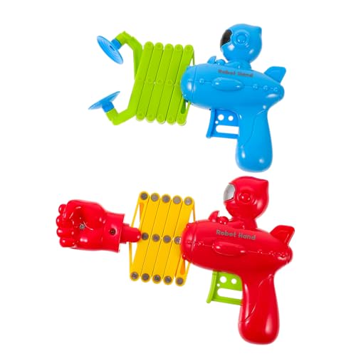 Mikinona Lot de 2 Jouets de Poing Rétractable Élastique pour Garçon et Filles Pistolet à Ressort en Plastique Jouets Amusants pour Fêtes Présents Garçon...