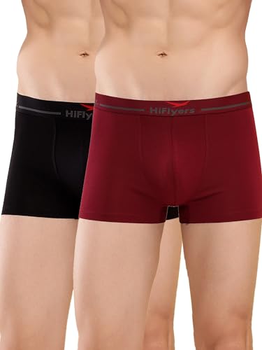 Image of HiFlyers Men's Cotton Spandex Odour-Free, Long Lasting Comfort, All Day Fresh and Confidence Dark Knight Collection Solid Trunks