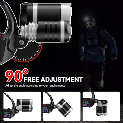WdtPro-Headlamp-Rechargeable-High-Lumes-2-Pack-Lightweight-Head-Lamp-with-3-Powered-Bright-LED-Headlights-90Adjustable-42-Modes-Tail-Lights-Waterproof-Headlamp-for-Adult-Outdoor-Camping-Hunting
