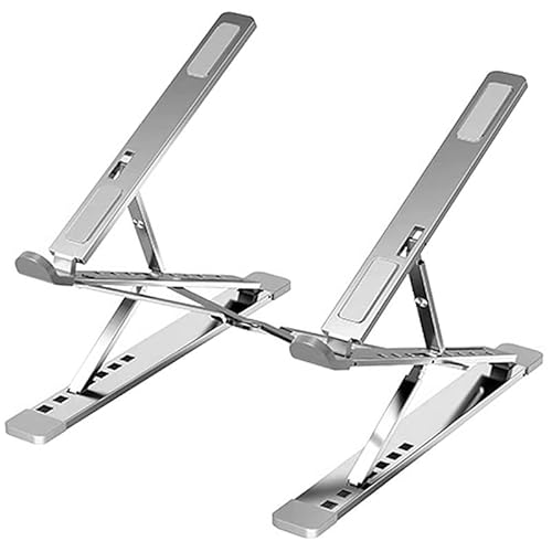Dyazo Double Height Laptop Stand 6 Level Height Adjustable, Laptop Stands, Foldable Portable Laptop Stand for Desk Compatible with All Laptops 10-15.6