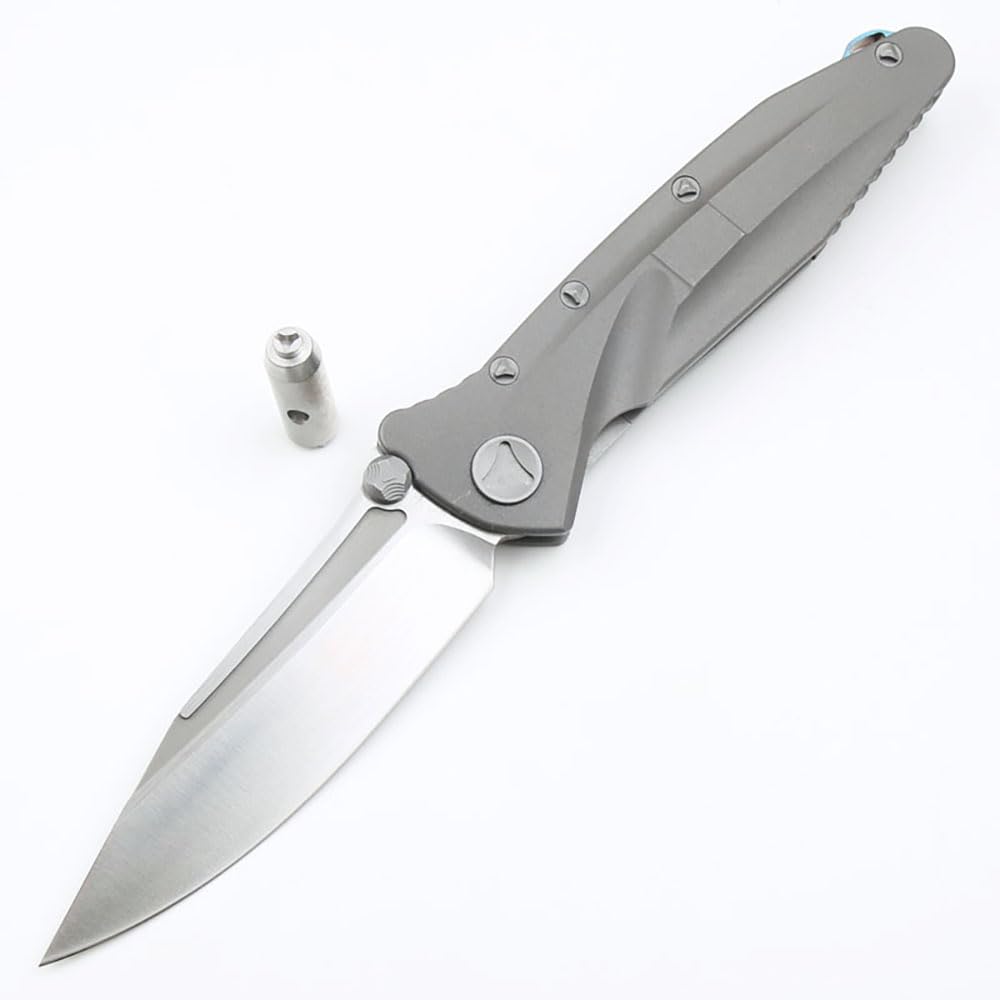 Klappmesser 9" Taschenmesser Premium Aus Edelstahl D2 & Titan, Outdoor Survival Messer Camper Jagdmesser, Scharfes Einhandmesser, Gegen Praktisch Messer EDC mit Taschenclip, Keramik Lager & Werkzeug