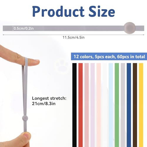 60pcs Puppy ID Collars 12 Colors Soft Adjustable Whelping Collars Identification Puppy Collar Bands for Dog Kitten Newborn Pet - Image 2