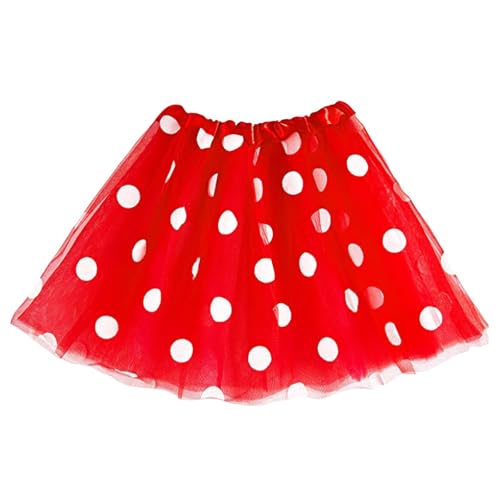 1 peça de saia vermelha de bolinhas, saia de princesa de moda clássica, tuú de menina, disfarce de desempenho - Guilmente, disfarces de festa de férias