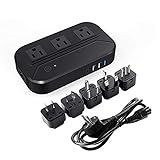 Voltage Converter 2350W Step Down 220V to 110V Universal Travel Adapter Power Converter Power Transformer with 3 Smart USB Charging Ports-Black