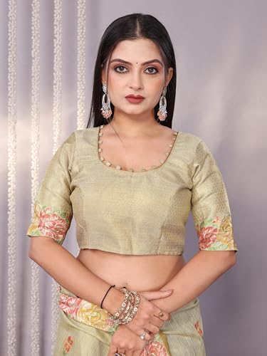 Image of SWORNOF Gold-Toned Woven Design Silk Zari Tissue Saree | Saree for Women | Soft and Skin Friendly