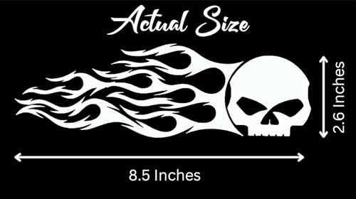 Image of AG- Skull Flame Sticker Set, 2-Piece Vinyl Decals for Car Motorcycle Tank Vinyl Racing Sports Flame Stripe Decal (White)