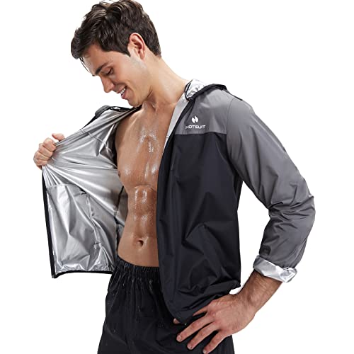 HOTSUIT Sauna vêtement homme pour amincissant et musculation Sudation Costume pour Homme transpiration avec sport ou fitness en Gym la couleur de Gris L Cover