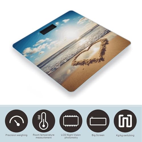 Báscula digital para baño forma corazón vidrio templado 400lb miniatura 3