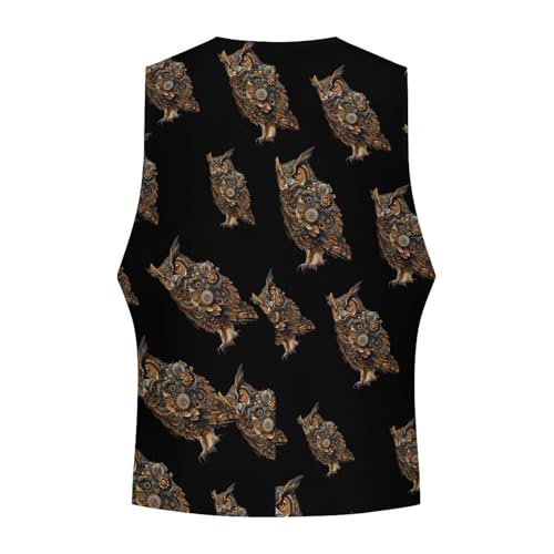 Steampunk Owl Novelty Men's Suit Vest Funny Formal Dress Vests Business Waistcoat4
