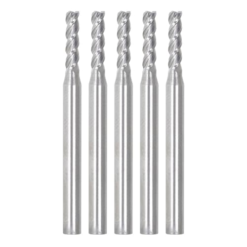 Image of 5Pcs 3 /32 Inch 4 Flute Helix Carbide Square End Mill, TiAlN Finish, Fit for CNC, Engraving Machine Carbon Steel, Mould Steel