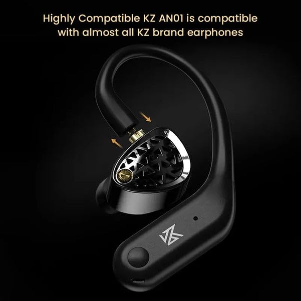 Image of KZ AN01 True Wireless Adapter for in Ear Monitors (IEM), 5.4 Bluetooth Adapter with Dual Microphone, Active Noise Cancellation with Ultra-Low Latency Ear Hook, Compatible with 0.75mm QDC IEM